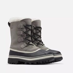 SOREL Womens Caribou WP Durable Waterproof Winter Grey Stone Boot Size 7 EU 38